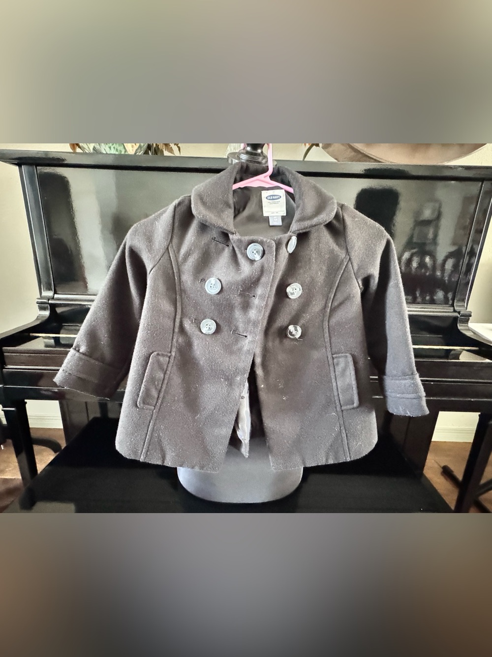 Old Navy Girls' Dark Brown Double-Breasted Peacoat